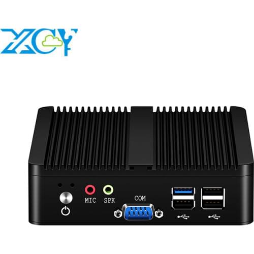 XCY Fanless Mini Pc Intel Celeron j1900 Win Windows 10 7 Linux Thin Client Minipc Pfsense Micro 2 Lan Port Tv Desktop Computers