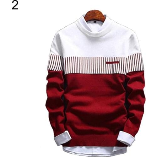 Mens Autumn Sweaters Tops Fashion Casual Strip Color Block Knitwear Jumper Pullover Sweater футболка 2021