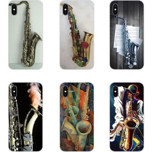 Saxophone and Rose Note Music fashion Soft Transparent Covers For Samsung Galaxy A3 A5 A7 A9 A8 Star A6 Plus 2018 2015 2016 2017