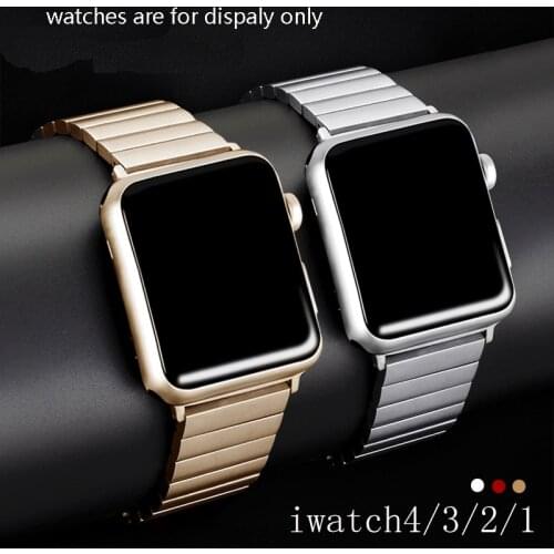 PEIYI Stainless steel watchbands black silver gold rose gold wristband for men and women fit Apple iwatch1/2/3/4 smart watch