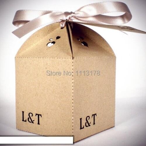 Rustic Personalised Favour Boxes Paper Favor Box Treats Wedding Party Candy cookie chocolate gift box Wedding Favors holders