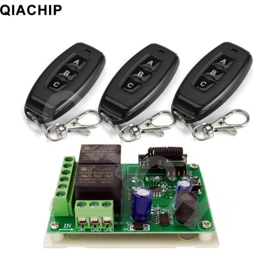 QIACHIP RF 433Mhz Universal Remote Control DC 6V 12V 24V 2CH Relay Module Receiver controllor Switch for motor lamp LED door