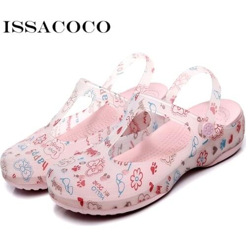 Summer Transparent Shoes Sandals Women For Girls Ladies Footwear Platform Jelly Shoes Sandals Lady Sanitary Nurse Clogs Woman