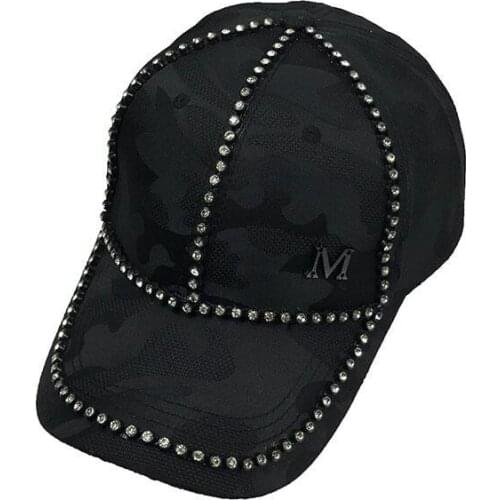Seioum 2018 new Retail cotton women diamond and letter M baseball cap men rhinestone hat snapback caps rhinestone baseball cap