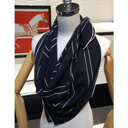 2020 new arrival spring autumn classic stripe100% pure silk scarf twill hand made roll 90*90 cm shawl wrap for women lady