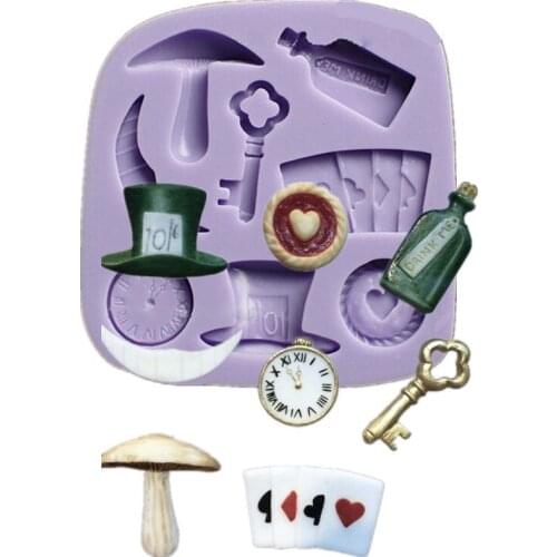 DIY fondant silicone mold poker gentleman hat magic clock silicone mold soft candy mold silicone mold chocolate mold