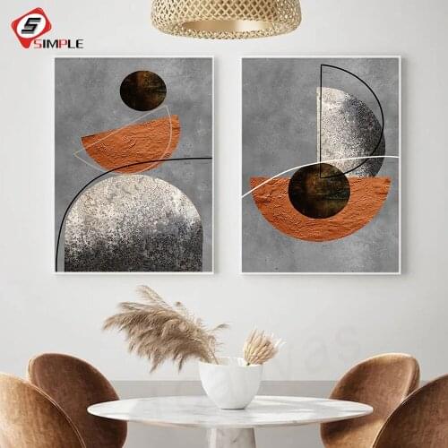 Nordic Minimalistic Brown And Silver Abstract Posters Modern Canvas Painting Wall Art Print Pictures For Living Room Salon Decor