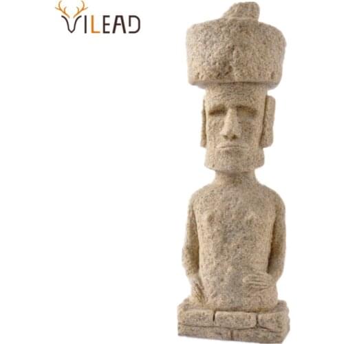 VILEAD 11'' Sandstone Easter Island Moai Pukao Statue Easter Day Figurines Home Decoration Accessories Event & Party Supplies