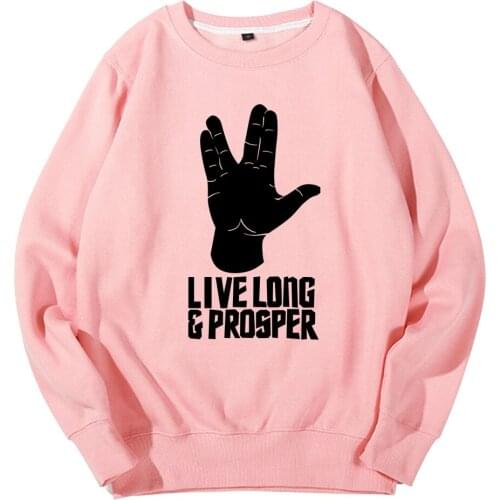 Spock Hand gesture Live Long And Prosper Sheldon Bazinga boy man Men Crew Neck Sweatshirt couple clothes Pullover Fleece ZIIART