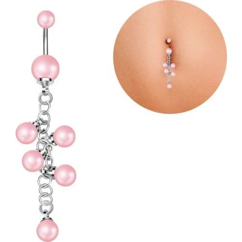 1pcs Fashion Pearl Belly Tunnel Plug Stainless Steel Belly Button Ring Sexy Women Body Piercing Navel Ring Jewelry