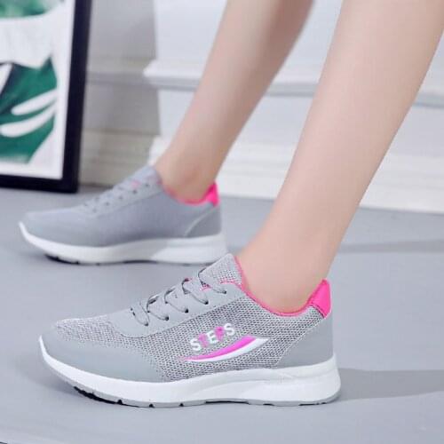 Non-slip Sports Women Shoes Mesh Breathable Spring Autumn Student Thick-soled Running Travel Casual Ladies Vulcanized Sneakers