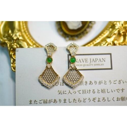 SX710 Solid 18k Gold Nature Green Emerald Earrings for Women Fine Jewelry Birthday Presents