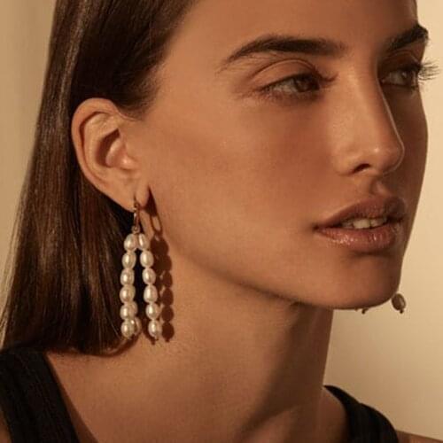 Multi-Layer Freshwater Pearl Earrings White Real Pearl Tassel Drop Earrings Fashion Party Pearl Jewelry for Women 2020