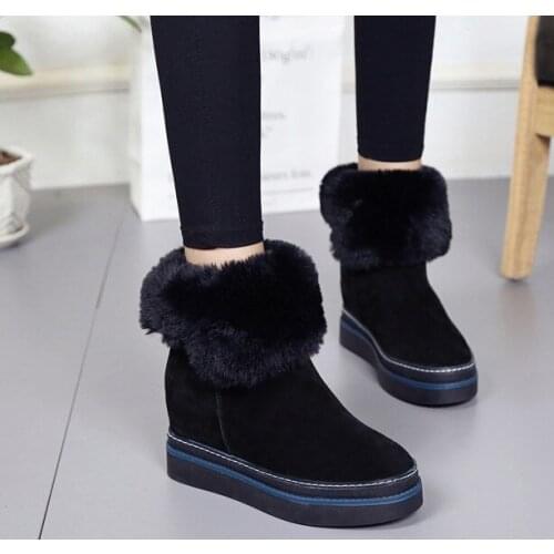 Winter Boots Women Snow Boots Shoes Woman Boots Fashion Thick Bottom Wedge Boots 2020 Short Plush Warm Increase Non-slip Booies
