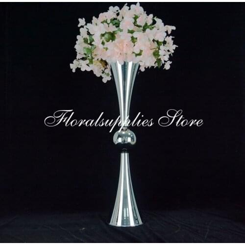 Golden vases 74CM tall Metal candle holders stand for weddings centerpieces event flower path home decoration 10pcs / lot