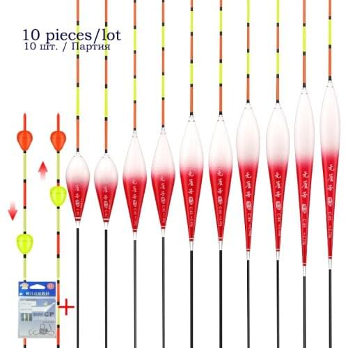 10pcs/lot Shallow Water Buoy Composite Nano Floats Color Gradual Change Bobber Hard Tail Vertical Pesca Fishing Tools Tackle