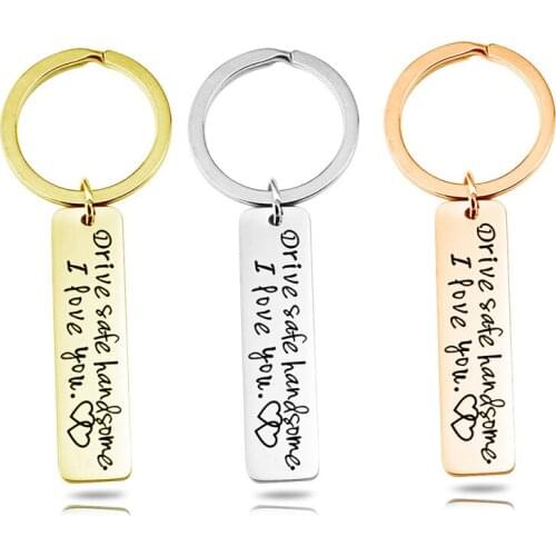 3Pcs/Lot Mirror Polish Stainless Steel Drive Safe Handsome Letter Key Chain For Men Car Key Ring Jewelry Gift