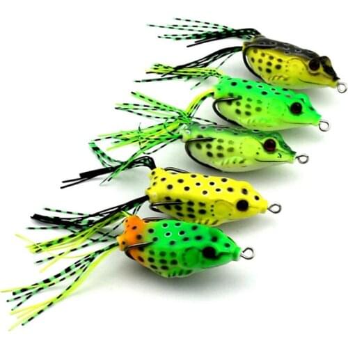 5pcs Lifelike Frog Fishing Lure Crankbait Top Water Soft Baits Ray Frog Artificial Swimbait with Hooks Fishing Tackle