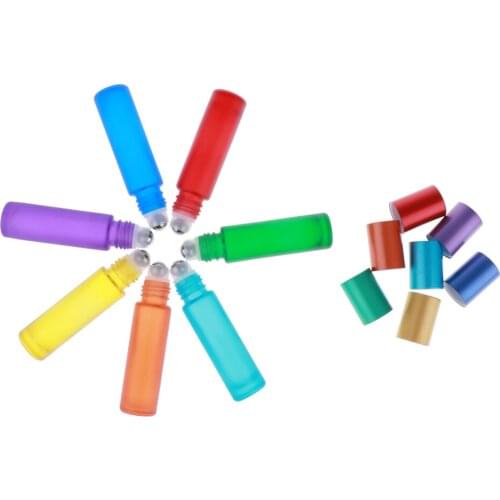 7pcs Natural Refillable Empty Essential Oil Makeup Roll On Bottle 10 Ml Capacity