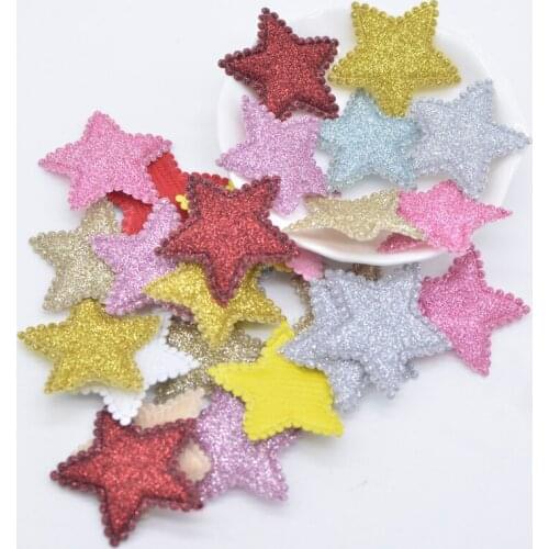 50Pcs 35mm Padded Glitter Fabric Star Applique for DIY Hat Gloves Clothes Fabric Sewing Patches Headwear Hair Clips Decor H99