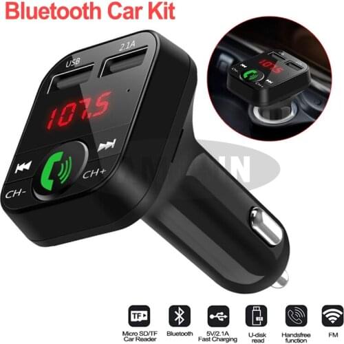 Dual USB Car Charger For Samsung Xiaomi IPhone USB Charger With FM Transmitter Bluetooth Handfree USB Disc/TF Card Play Music