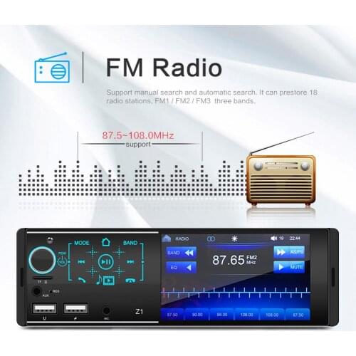 Car AM Radio Receiver 4.1inch TFT Touch Screen Car MP5 Player Support Bluetooth Aux-in/USB/FM 1080P HD Video Rear View Camera