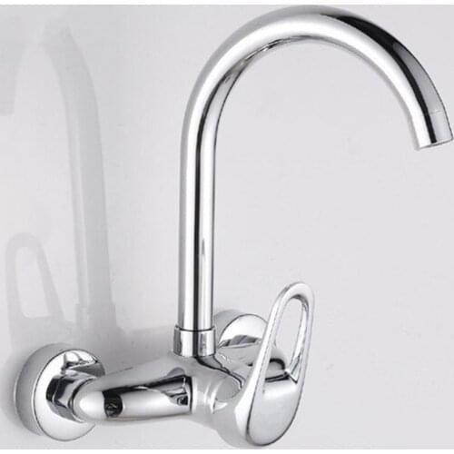 Free shipping Full copper kitchen faucet with dual hole single handle kitchen mixer tap with wall mounted water tap