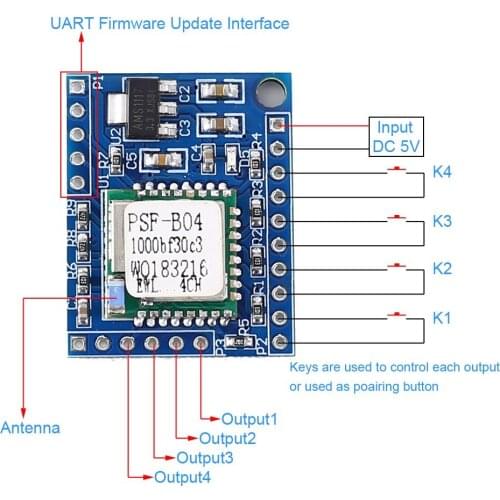 DC 5V 4 Channel Wireless WIFI Transceiver Module IoT Remote Controller 4CH 4 Bit Switch Module APP Transceiver for eWeLink