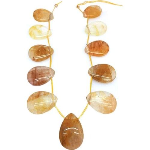 25 x 35mm High Quality Gem Teardrop Natural Yellow Crystal Quartz Agate Stone Beads DIY Jewelry Necklace Pendant Unique