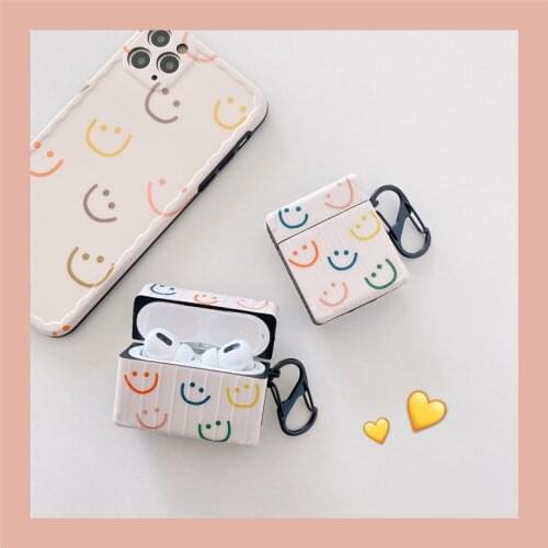 NEW Cute Cartoon Earphone Cover For Apple AirPods 1 2 Case Air Pods pro case smiley Protector Couple Accessories Skin