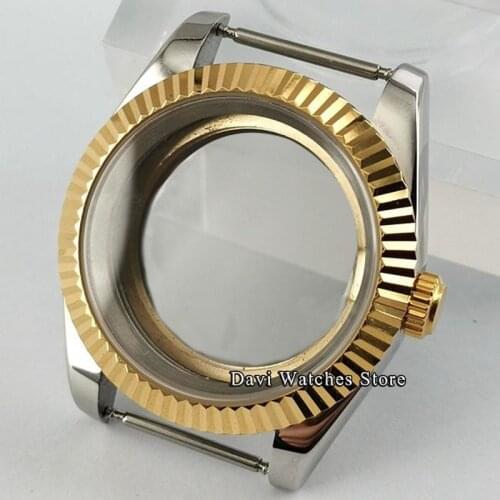 39mm Sterile Silver Gold Sapphire Glass Watch Case Fit NH35 NH36 ETA 2836 MIYOTA 8205 821A DG2813/3804 Automatic Movement