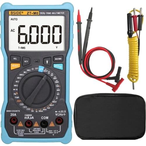 BSIDE ZT-M0 Digital Multimeter True RMS 6000 LCD Smart/Manual DC/AC Current Voltage Capacitance Resistance Temperature Test
