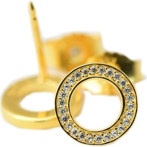 CKK 925 Sterling Silver Gold-Plated Forever Stud Earrings Original Jewelry Making Fashion Anniversary Gift