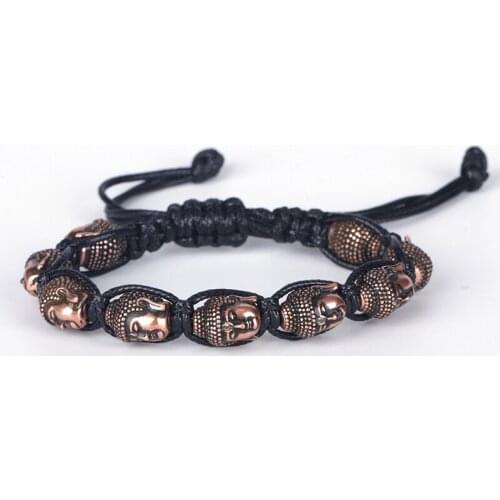 Dankaishi Top Quality Skull Charm Bracelet Exquisite Black Rose Gold Color Buddha Heads Vintage Accessories Gift for Men Party