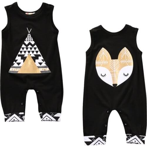 Cute Summer Baby Boys Girls Infant Clothes Tribe Print Romper Jumpsuit one pieces Sleeveless Outfits 0-24Months