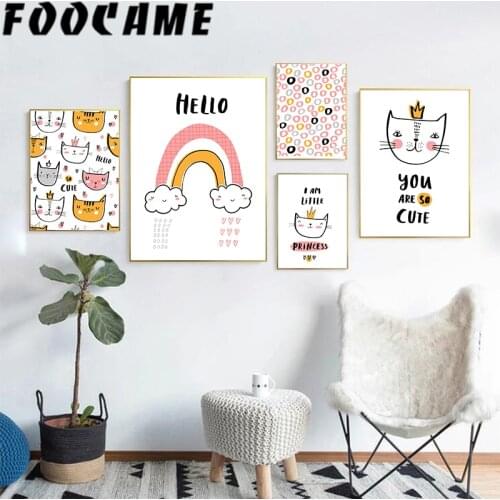 FOOCAME Cat Rainbow Picture Nordic Home Decoration Nursery Posters and Prints Child Wall Art Canvas Painting Kids Baby Bedroom