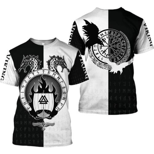 Viking logo 3D white printed Tees short-sleeved short-sleeved T-shirt popular hip-hop unisex top 012021 Mens and Womens