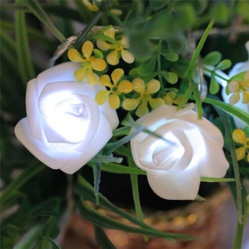 String Lights 5M 40 LED Fairy Lights White Rose Battery Operated for Bedroom Garden Christmas Wedding Party Holiday Decoration