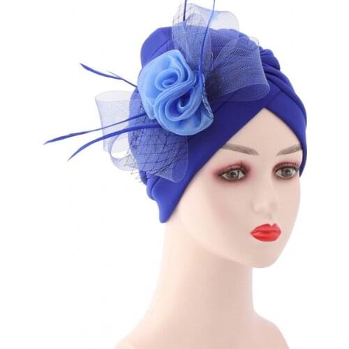 Bonnets African Turbans For Women Solid Color With Flower Inner Hijab Caps Fashion Elegant Streetwear African Head Wraps Headtie