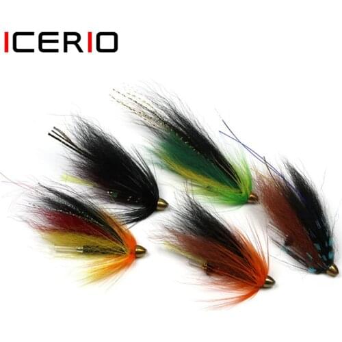ICERIO 4PCS Conehead Tube Fly Streamer Wet Flies Trout Salmon Fishing Fly Lure Bait