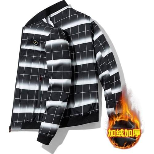 New Mens Plus Velvet Jacket Autumn and Winter Mens Jacket Casual Spring and Autumn Jacket Baseball Uniform Thickening