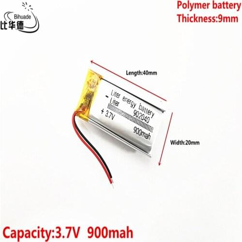 Liter energy battery Good Qulity 3.7V,900mAH 902040 Polymer lithium ion / Li-ion battery for tablet pc BANK,GPS,mp3,mp4