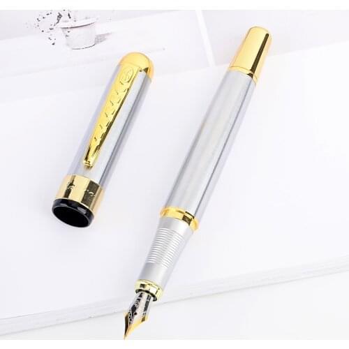 New Luxury Brand Noble Golden & Silver Stainless Fountain Pen Hot Sale Nib Gift High Quality School Office Writing Supplies