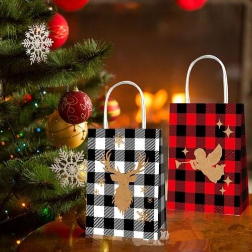 6pcs Merry Christmas Gift Bags Xmas Tree Packing Bag Snowflake Christmas Candy Box New Year 2022 Kids Favors Bag Decor