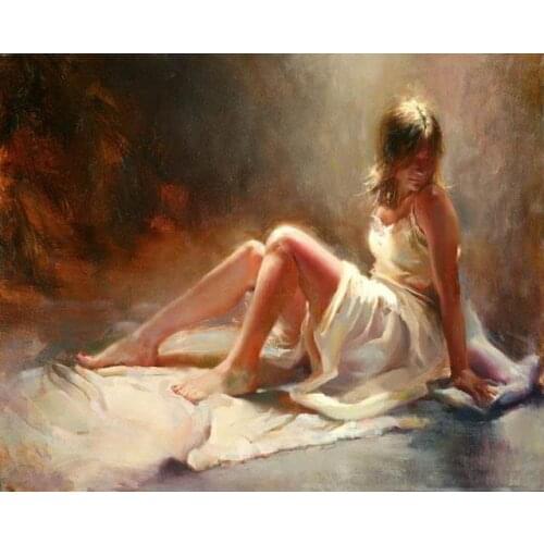 Hand painted Original Oil Painting art Impressionism girl on canvas