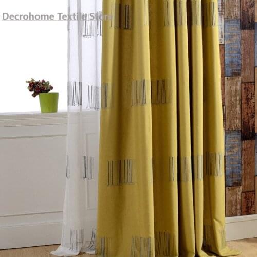[Barcode] curtains for Living Room Bedroom Curtains Modern Minimalist Cotton Embroidered Curtains Window Fabric