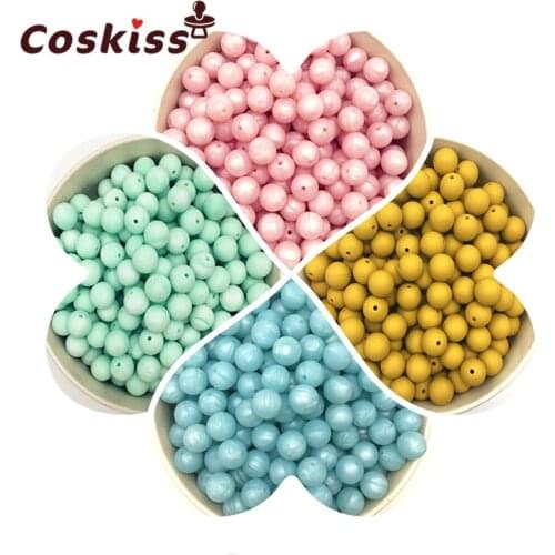 Silicone Baby Teething 9mm Teether Beads Safe Food Grade Hexagon Beads Nursing Chewing Round Silicone Beads Necklace