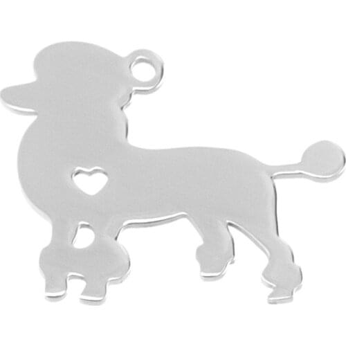 Simsimi Poodle Pudel Dog stainless steel Pendant for pet puppy pet ID blank dog tag for print Mirror polish 10pcs