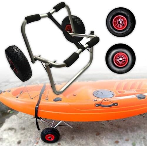 TYPT03 10-inch Folding Inflatable Wheel Kayak Trailer Trolley for Canoe Tie off Patch Wheel Row Roller for Rowing Boat Kayak