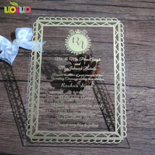 UOIUO wedding invitation card popular lace design wedding favor gold and white words printing personalize wedding cards